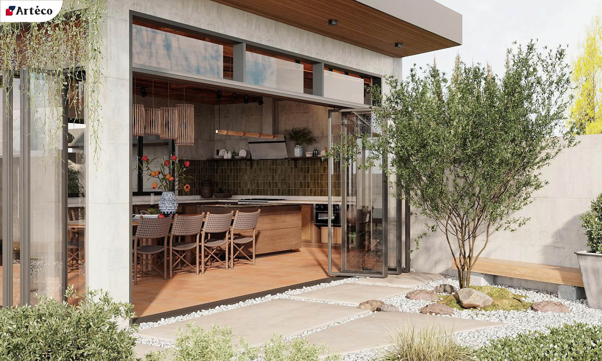 Xây nhà kiểu homestay phong cách hiện đại