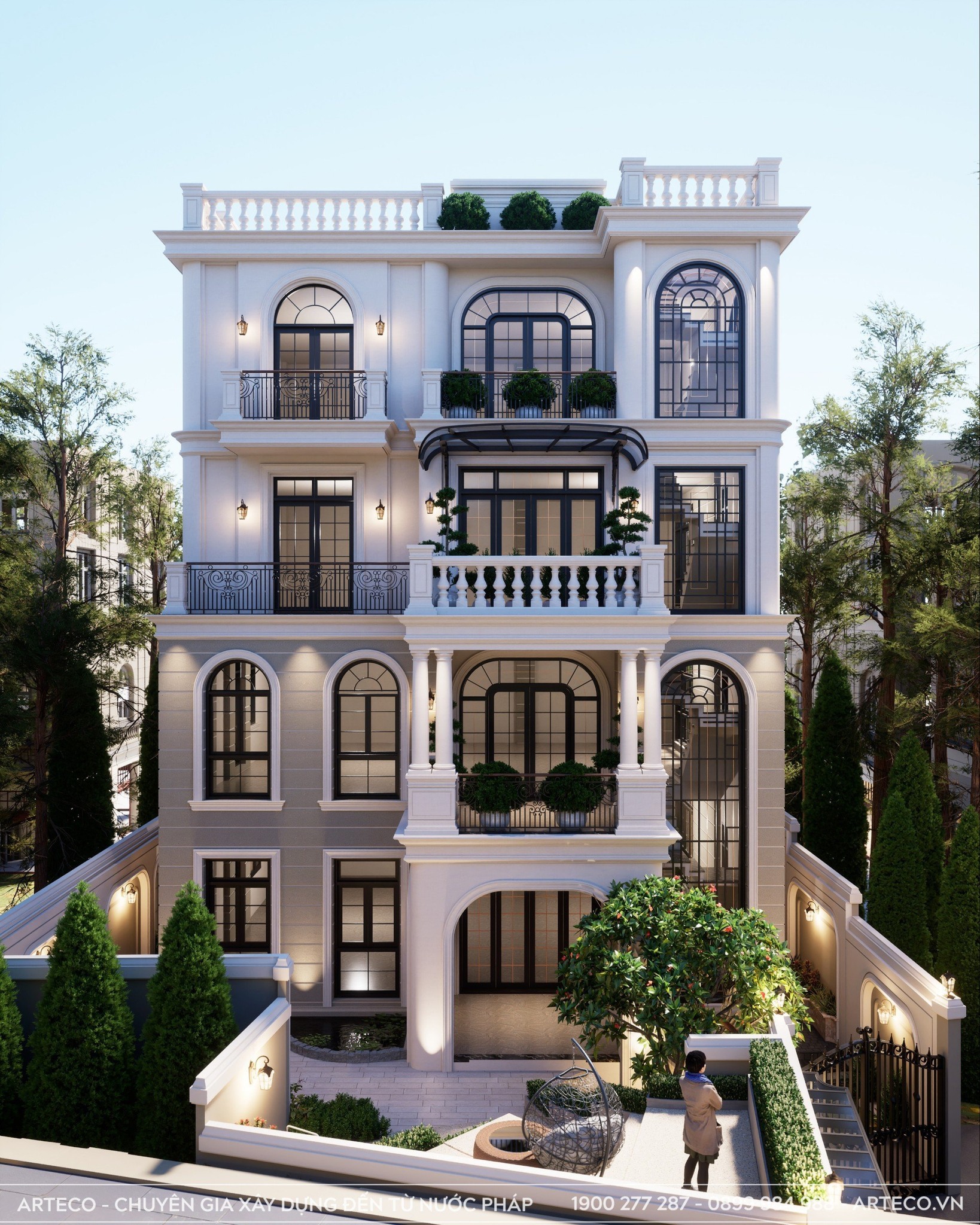 Mẫu sân vườn cho biệt thự phong cách tân cổ điển