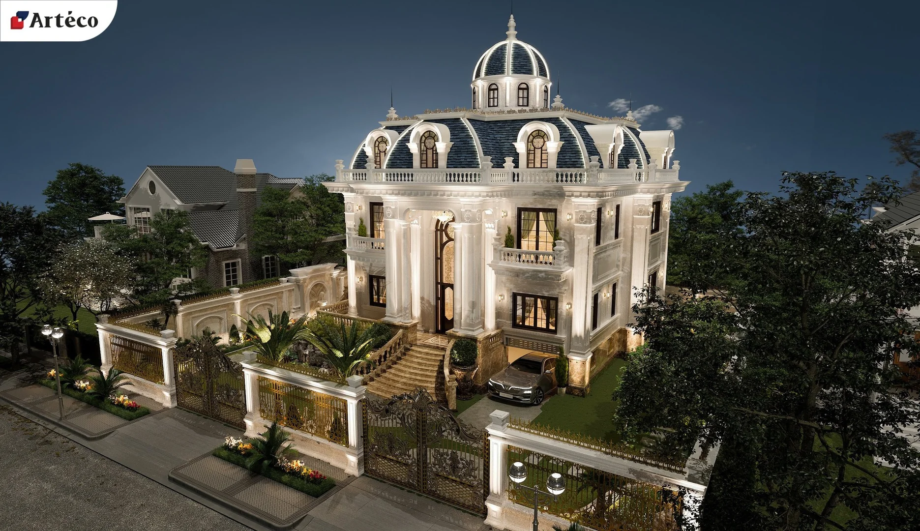 Mẫu thiết kế biệt thự mặt tiền 10m