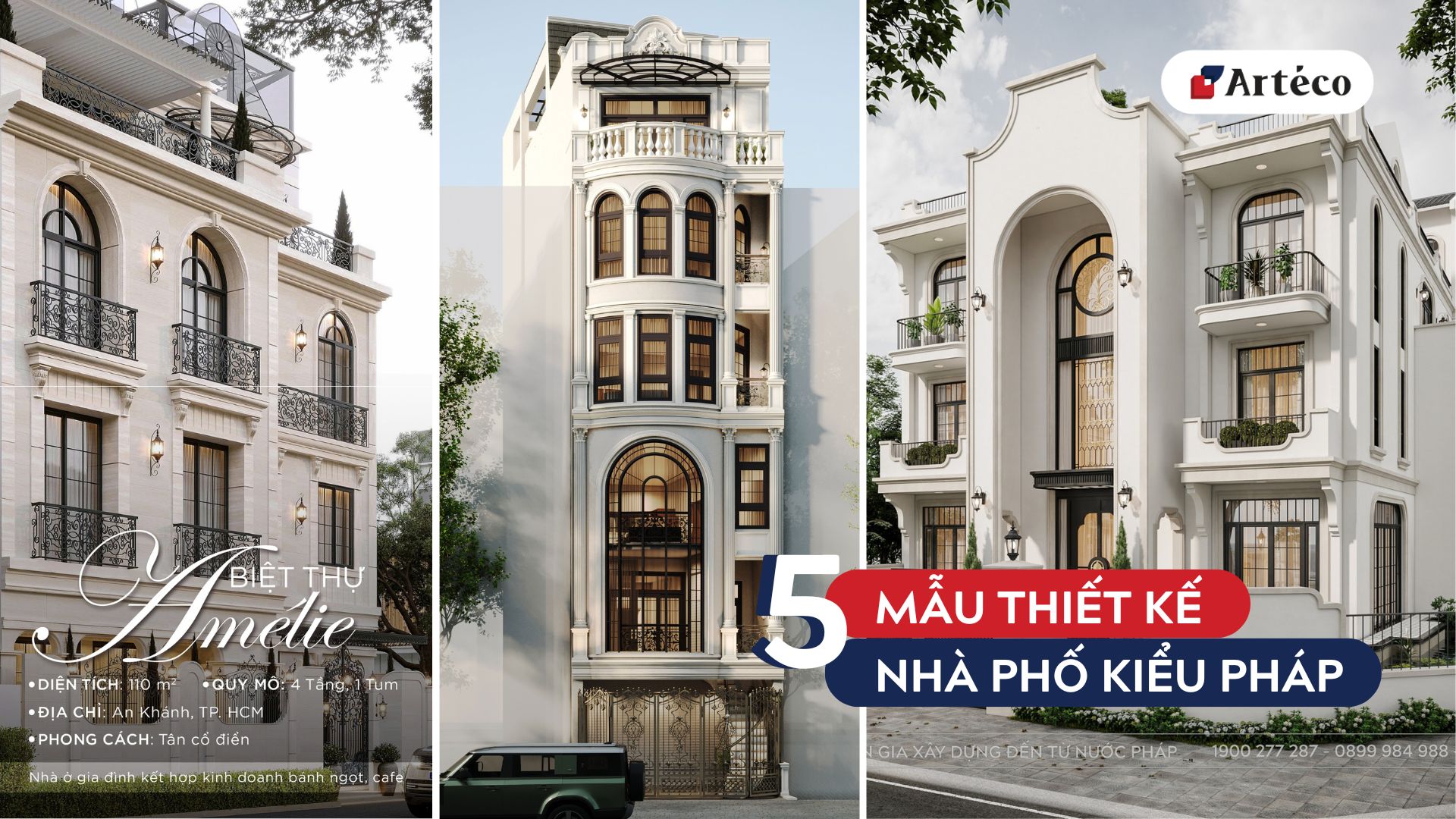 Thiết kế nhà phố kiểu Pháp đẹp và ấn tượng