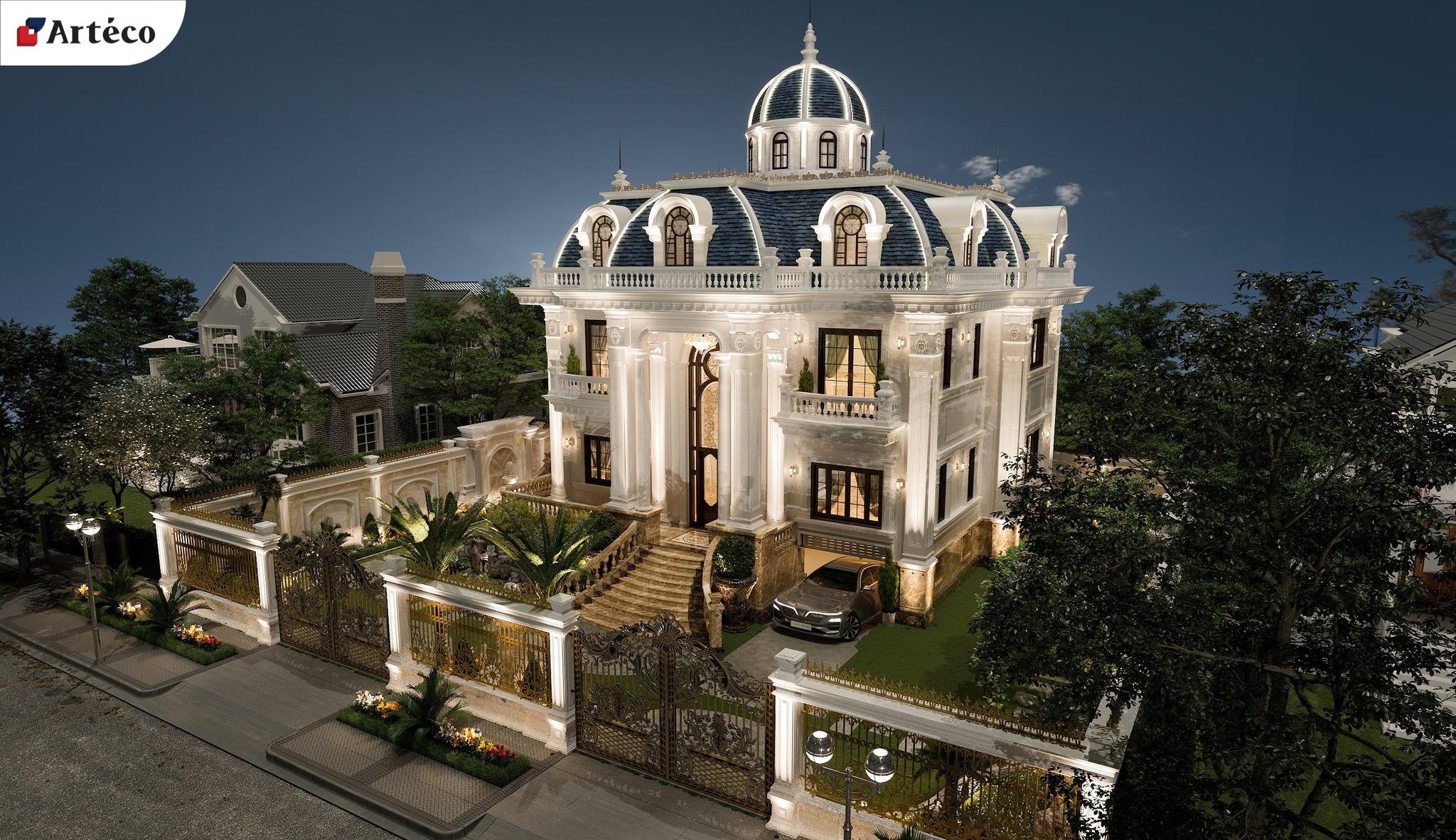 Mẫu thiết kế biệt thự mang phong cách tân cổ điển kiểu Pháp
