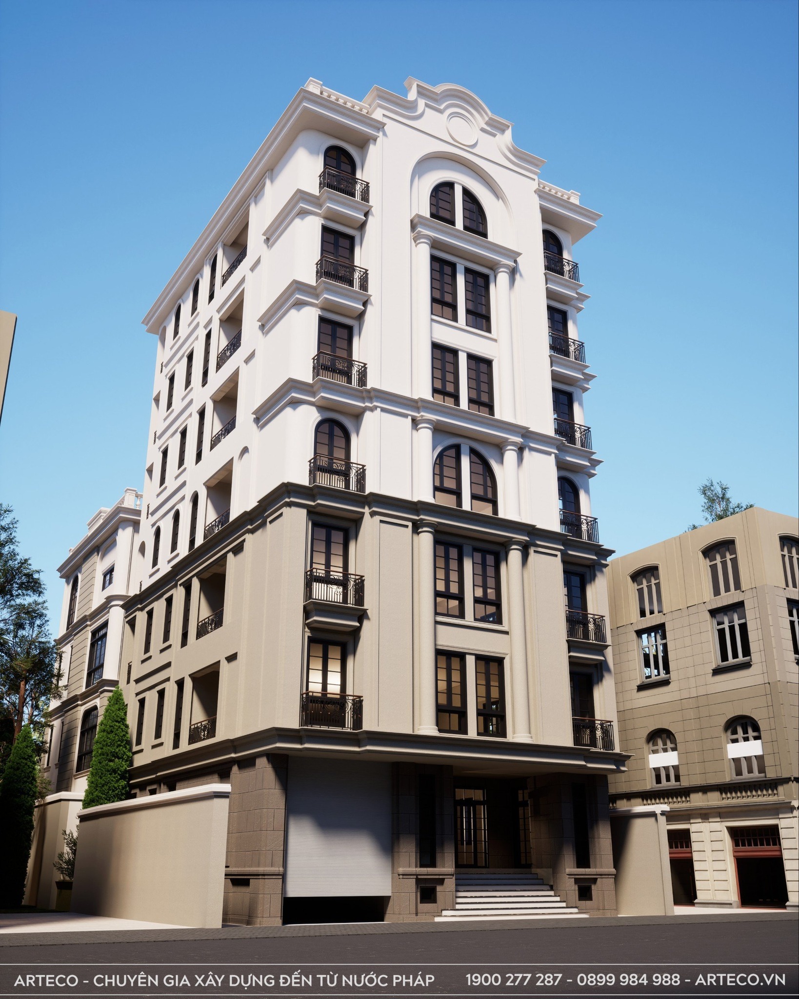 mau-nha-van-phong-7-tang-tan-co-dien