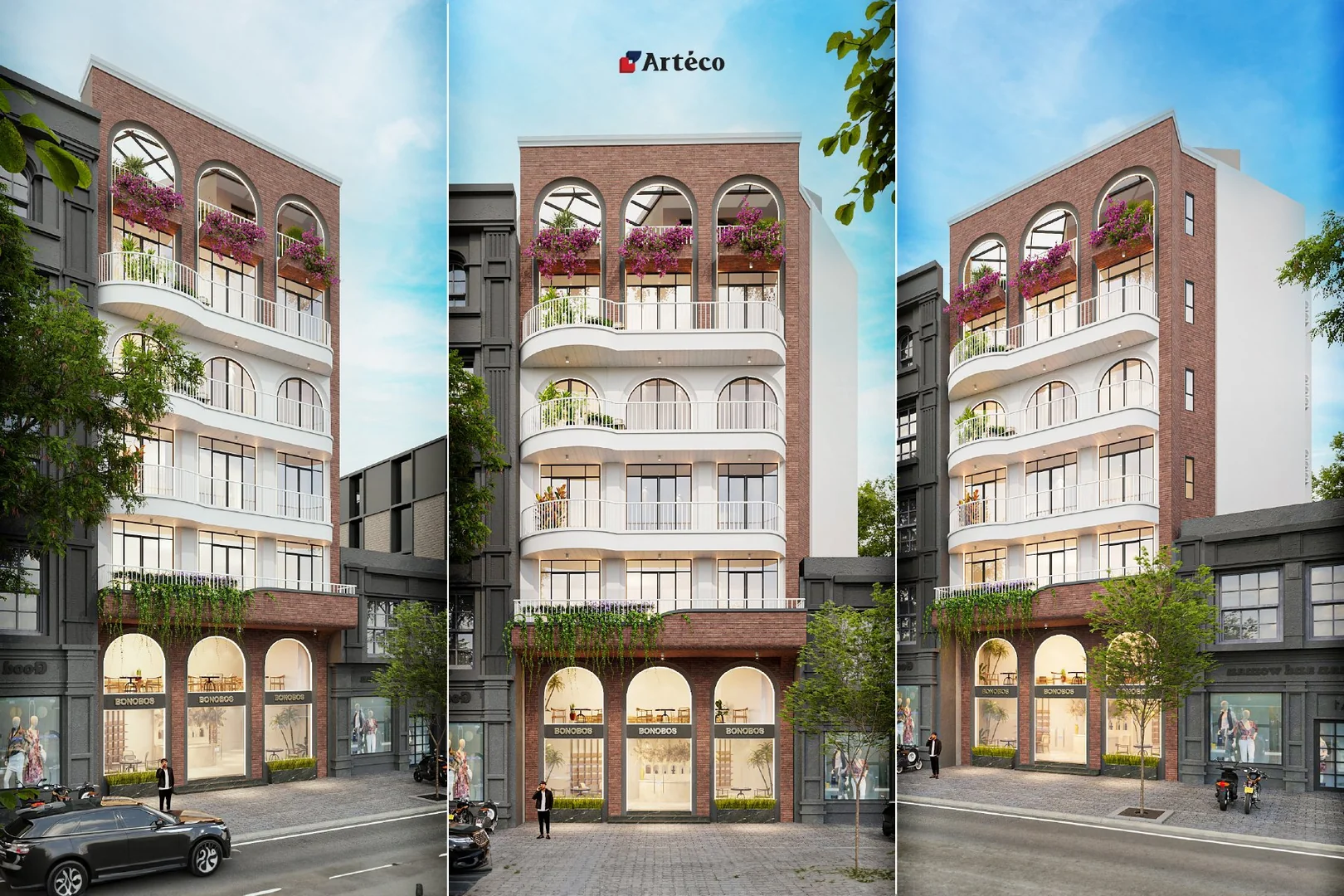 Mẫu nhà phố kết hợp kinh doanh cafe, mặt tiền lớn từ 8m