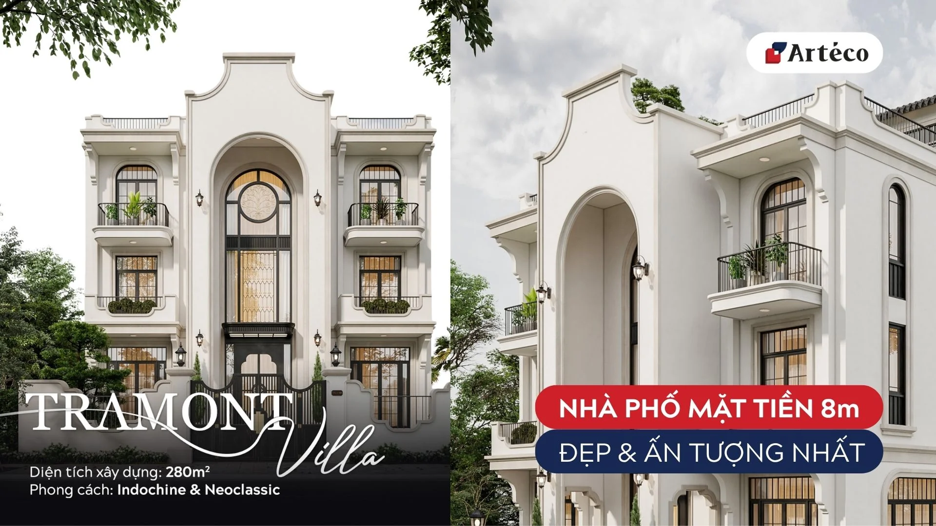 Top các mẫu nhà phố mặt tiền từ 8m, kết hợp kinh doanh