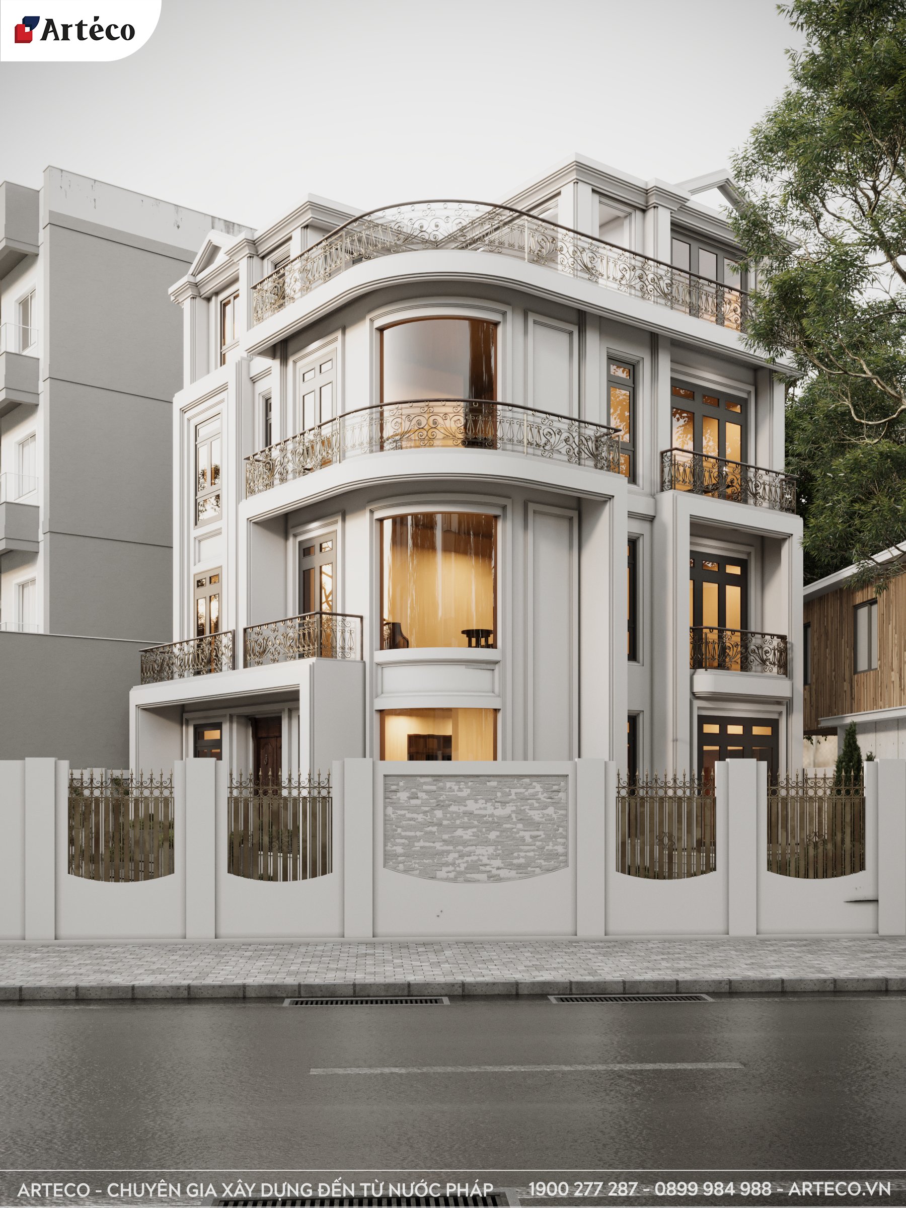 mau-thiet-ke-nha-biet-thu-hien-dai-4-tang-ket-hop-phong-cach-tan-co-dien