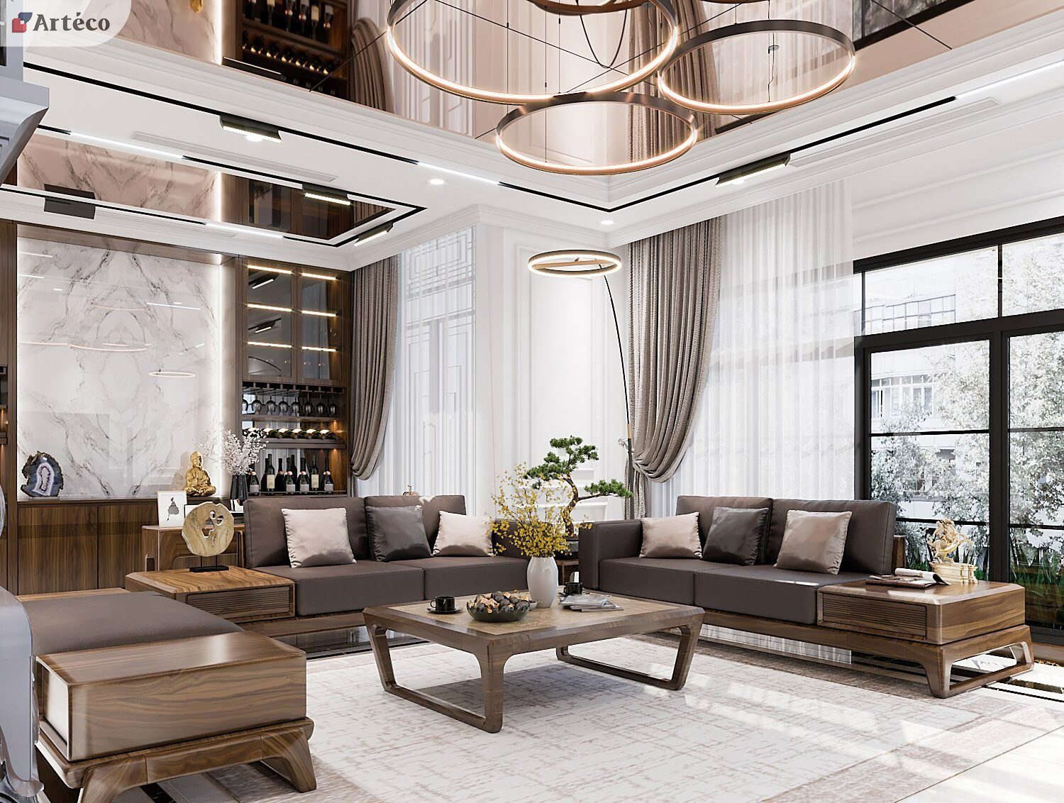 Ưu điểm của trần thạch cao phòng khách